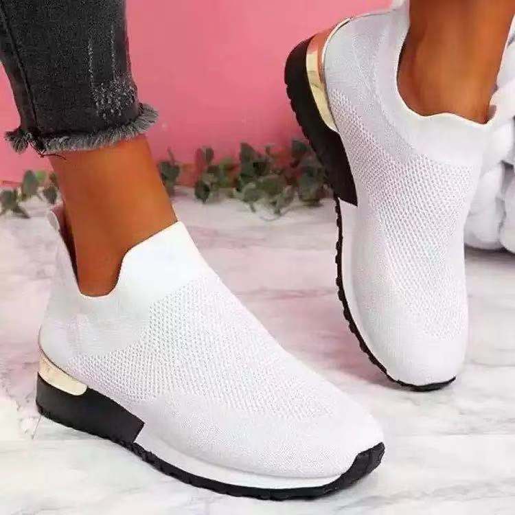 Casual Round Toe Mesh Sneakers - Flat-Heel Low-Top Lightweight Shoes