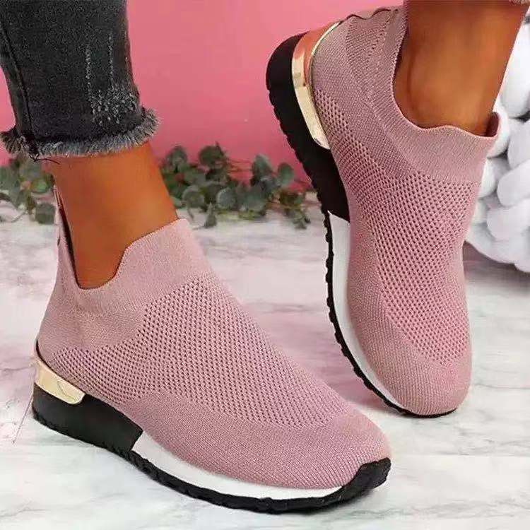Casual Round Toe Mesh Sneakers - Flat-Heel Low-Top Lightweight Shoes