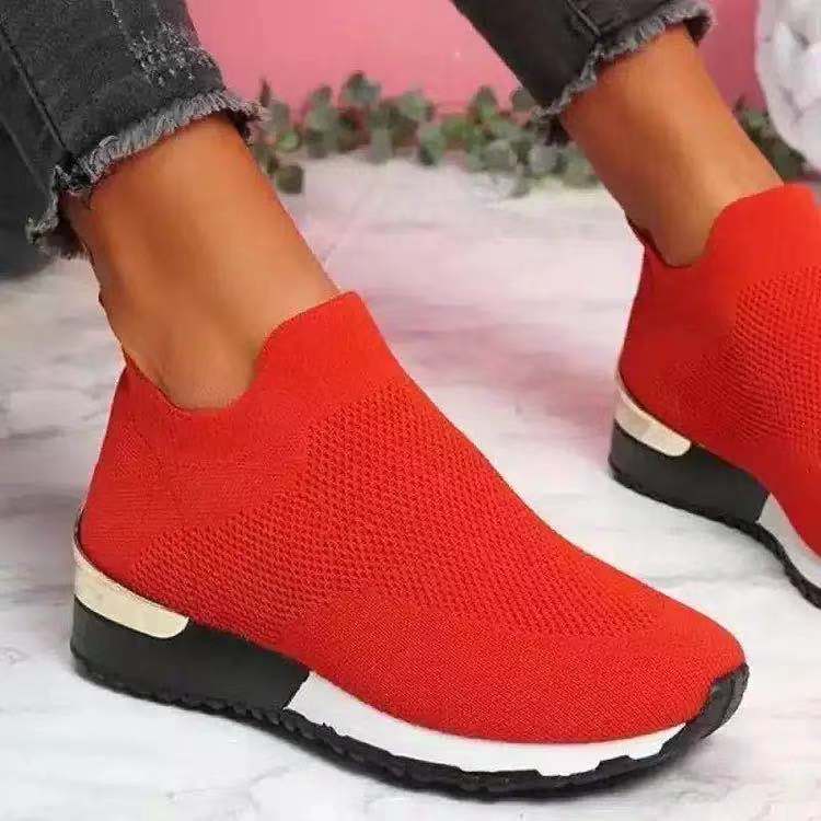 Casual Round Toe Mesh Sneakers - Flat-Heel Low-Top Lightweight Shoes