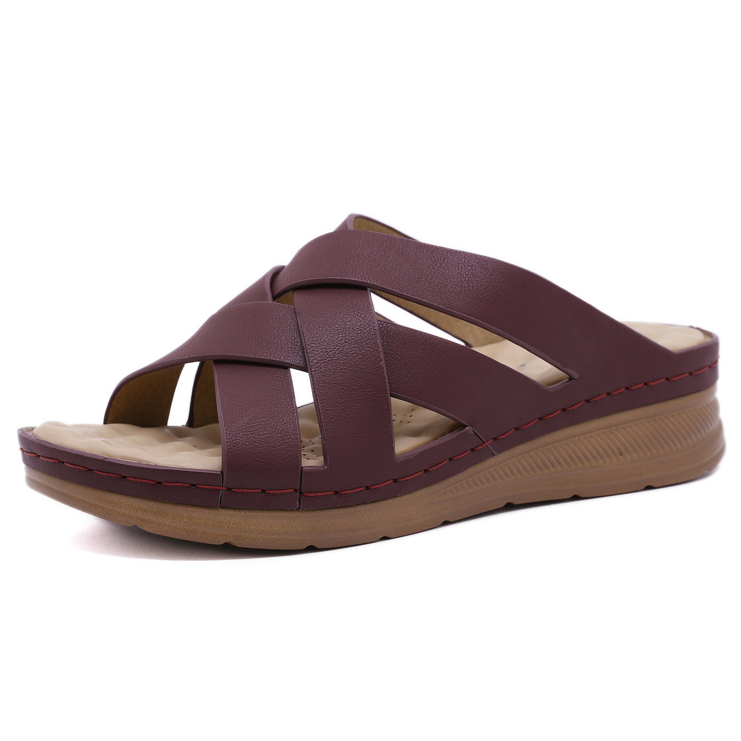Leisure Wedge Heel Sandals - Women's Comfortable Cross Strap Summer Shoes