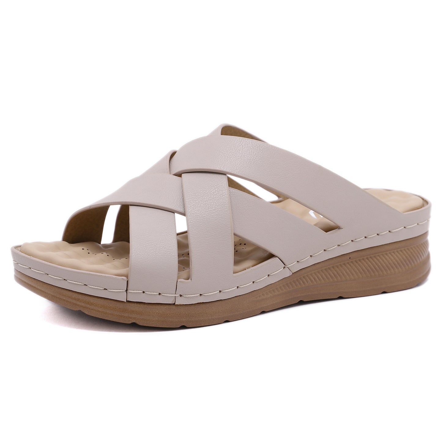 Leisure Wedge Heel Sandals - Women's Comfortable Cross Strap Summer Shoes