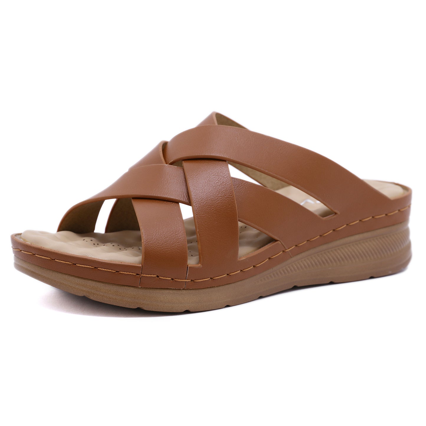 Leisure Wedge Heel Sandals - Women's Comfortable Cross Strap Summer Shoes