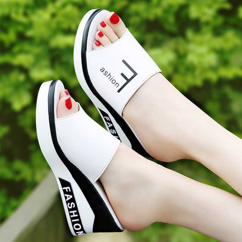 Wedge Heel Mid-Heel Slippers - Women's Comfortable Casual Slip-On Shoes