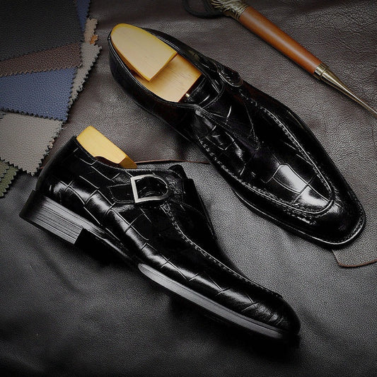 Classic Pattern Business Loafers - Men's Designer Formal Dress Leather Shoes