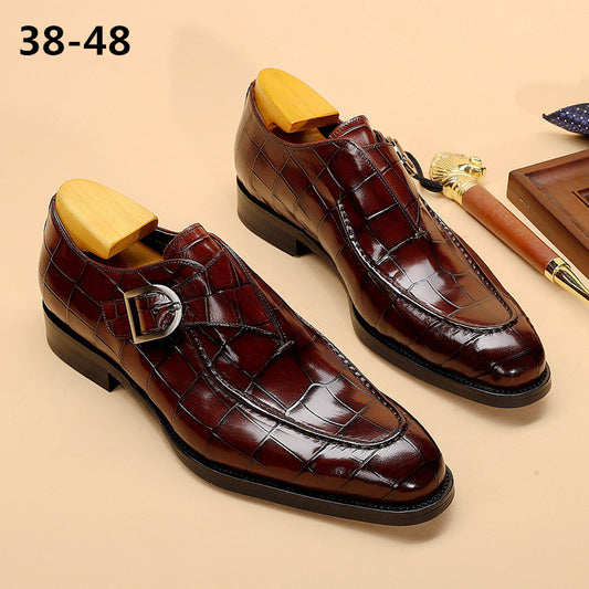 Classic Pattern Business Loafers - Men's Designer Formal Dress Leather Shoes