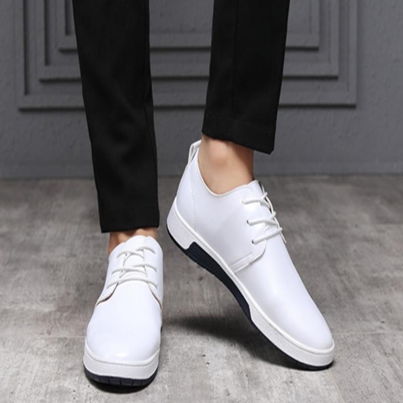 Men's Breathable Perforated Leather Shoes - Youth Casual Sneakers