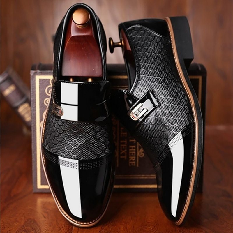 Black Leather Shoes - Classic Casual Dress Shoes for Men