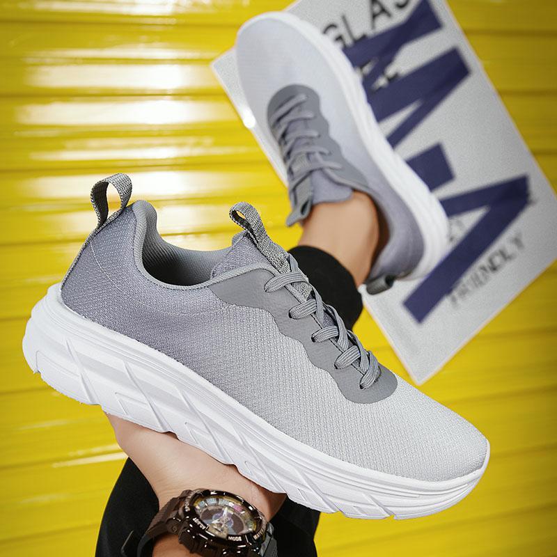 Men's Travel Platform Sneakers - Breathable Mesh Athletic Shoes