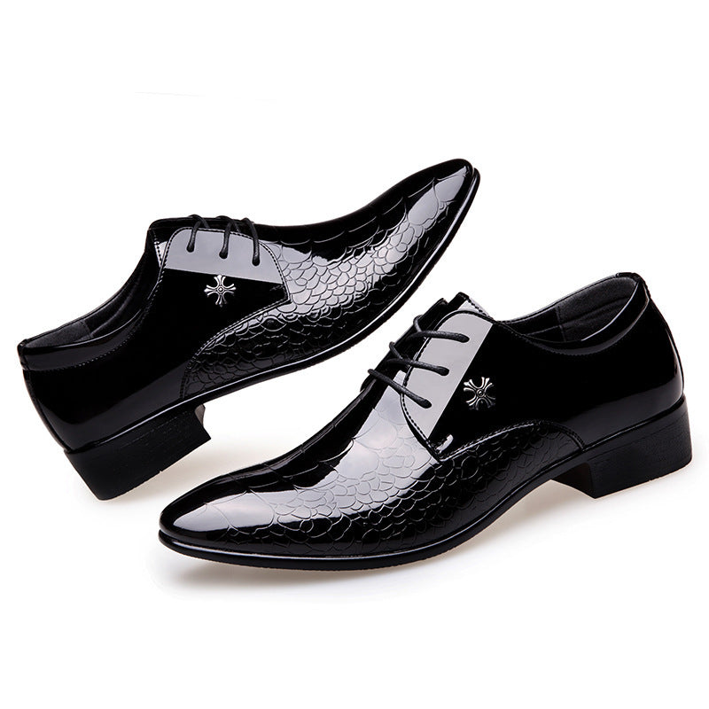 Shiny Lace-Up Fashion Dress Shoes - Men's Glossy Formal Footwear