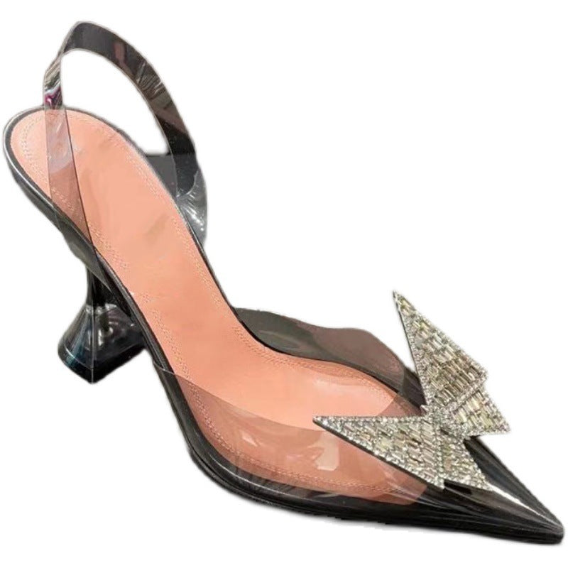 Women's Transparent Thick Heel Sandals - Clear High Heel Fashion Shoes