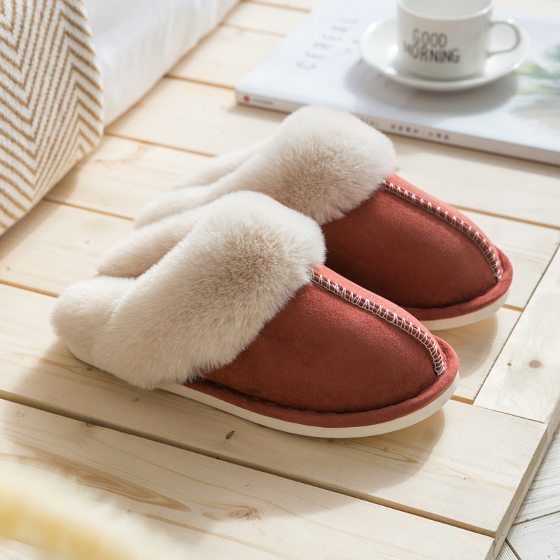 Women's Household Plush Slippers - Warm Cotton Shoes for Autumn & Winter