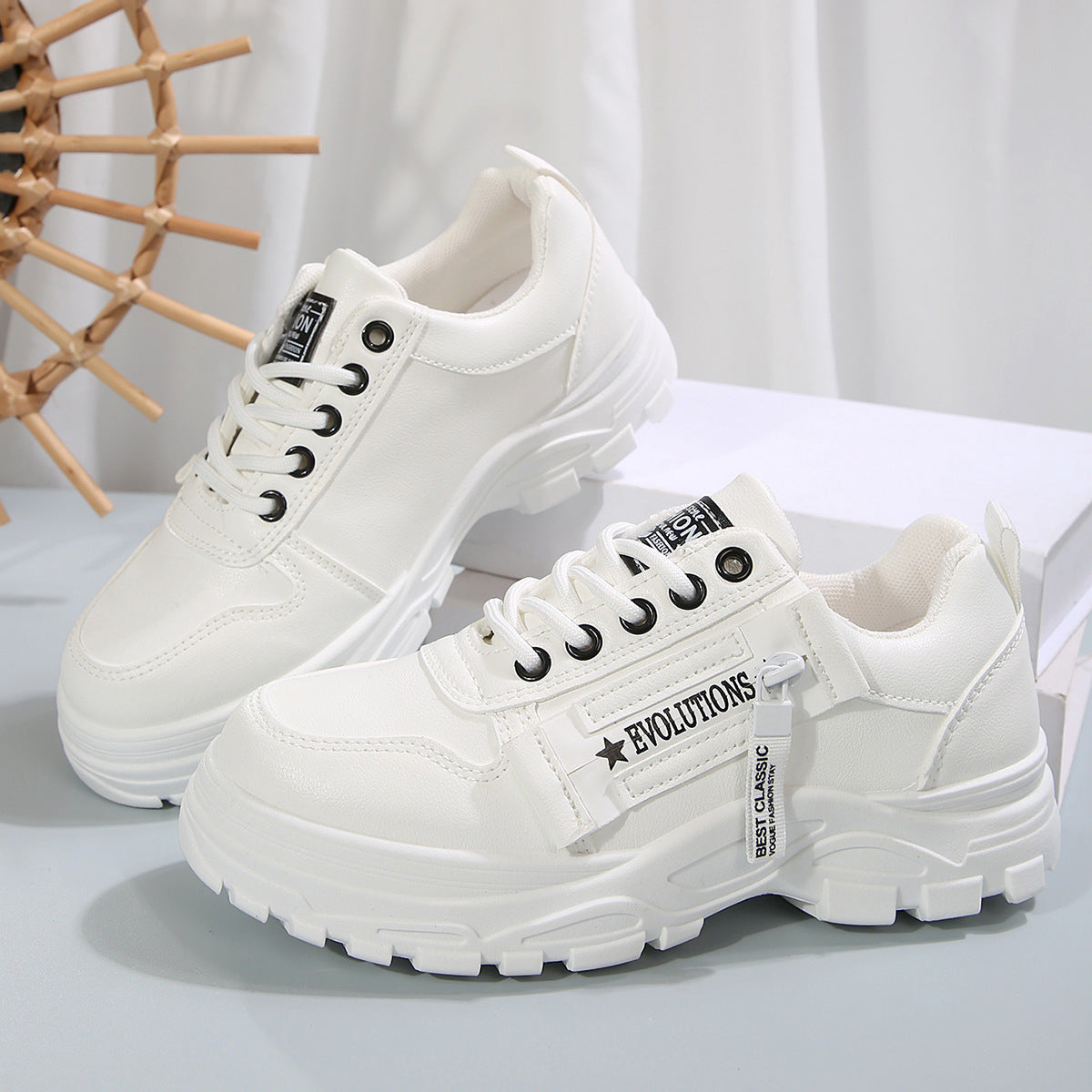 Women's Side-Zipper Sports Shoes - Fashion Thick-Soled Sneakers