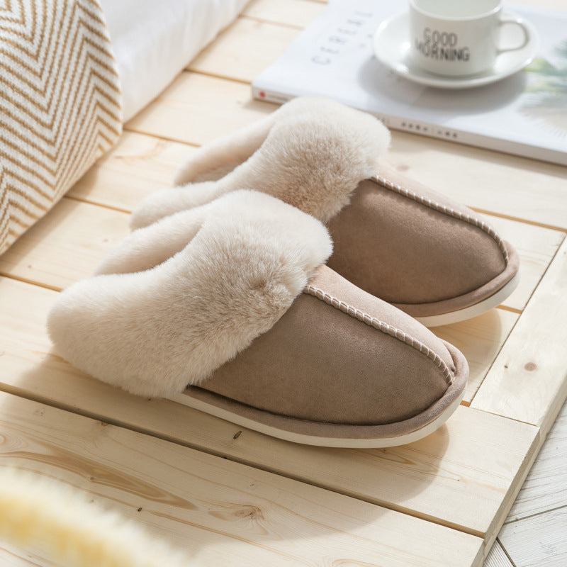 Women's Household Plush Slippers - Warm Cotton Shoes for Autumn & Winter