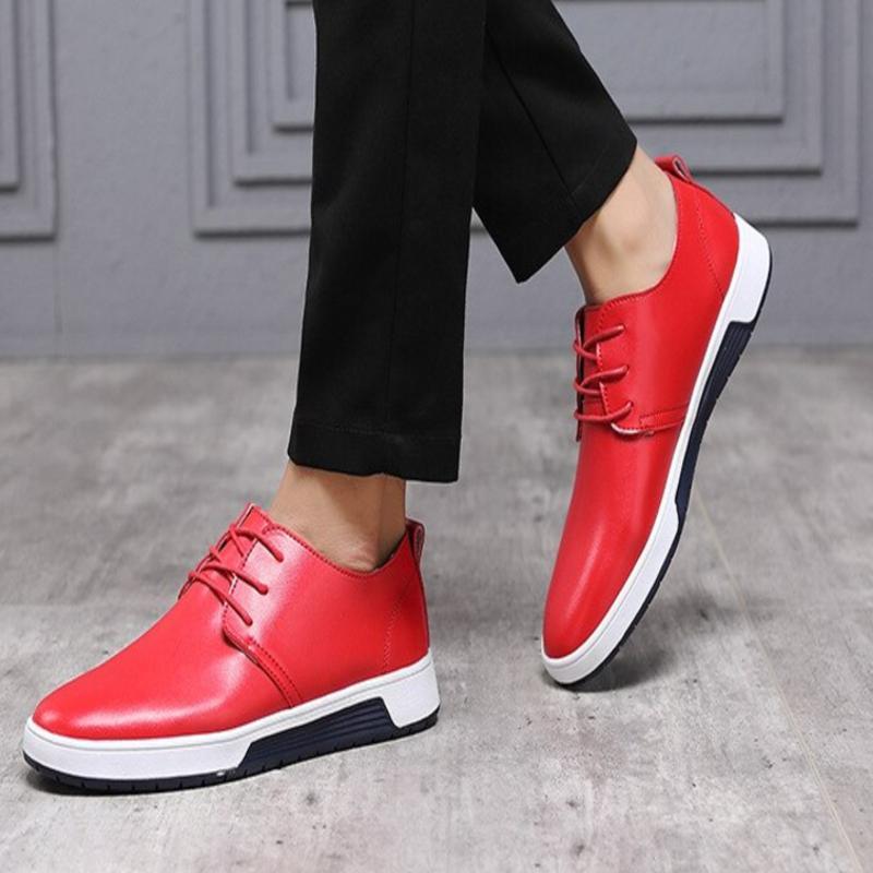 Men's Breathable Perforated Leather Shoes - Youth Casual Sneakers