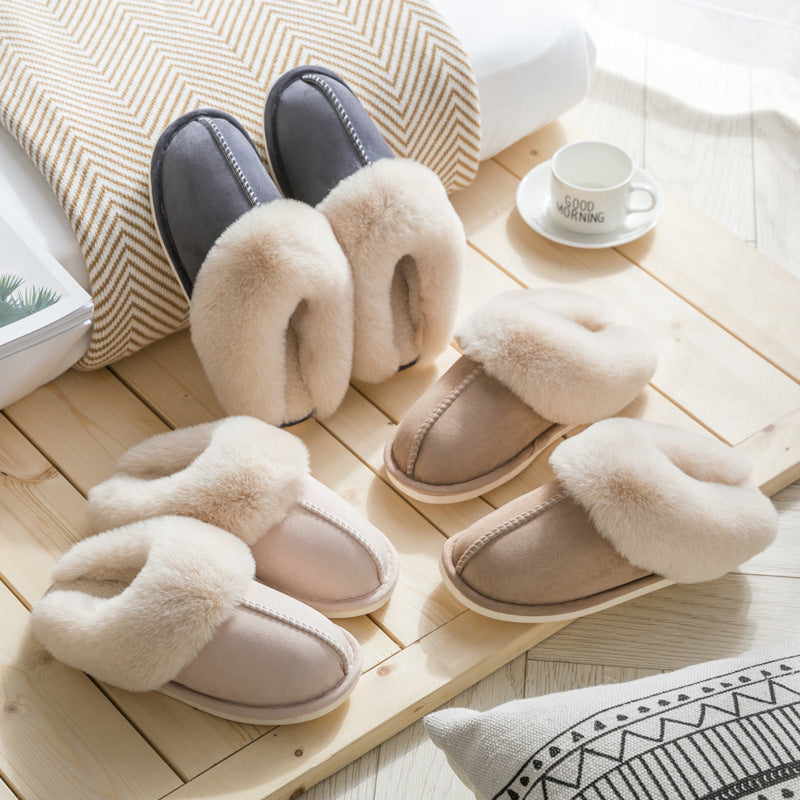 Women's Household Plush Slippers - Warm Cotton Shoes for Autumn & Winter