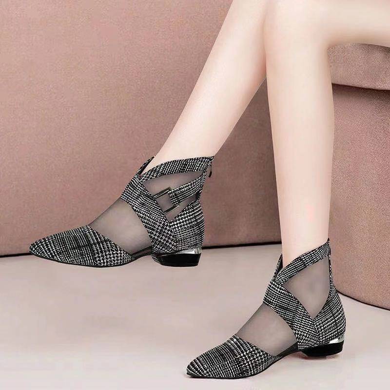 Soft Leather Net Boots - Women's Hollow Out Summer Sandal Boots