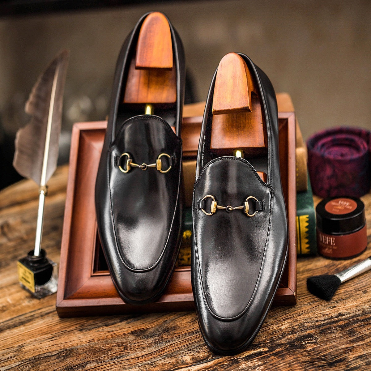 Men's Horsebit Leather Loafers - Round Toe Casual Dress Shoes