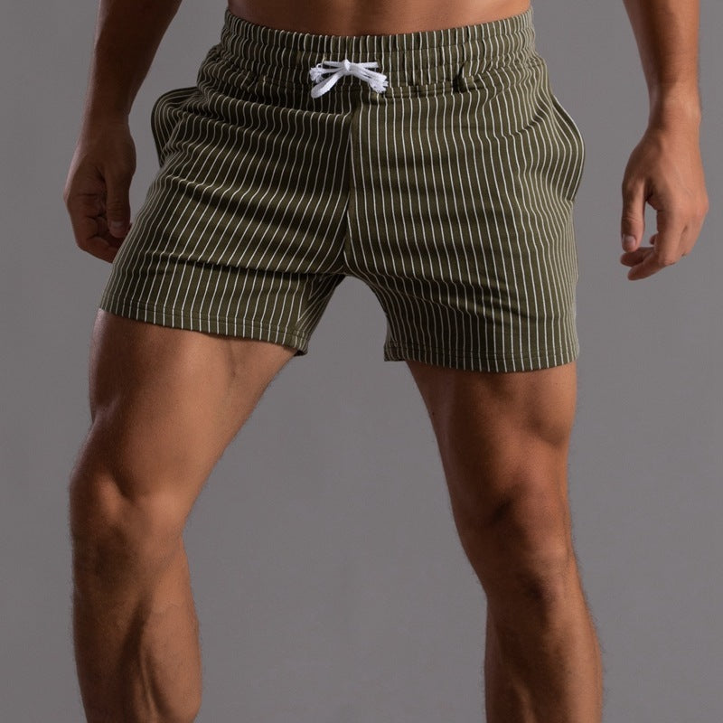 Men's Vertical Stripe Cotton Fitness Running Shorts - Premium Athletic Cotton Shorts