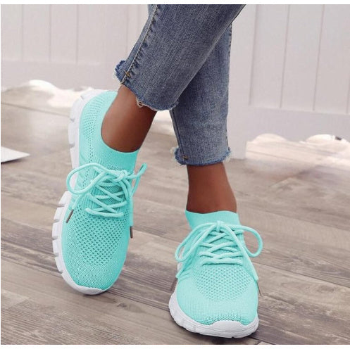 Women's High-Cut Platform Sneakers - Breathable Lace-Up Casual Shoes