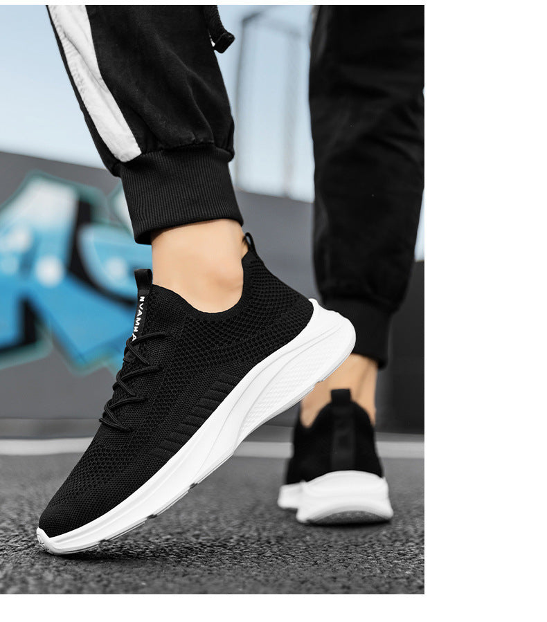 Men's White Mesh Casual Sneakers - Breathable Lightweight Athletic Shoes