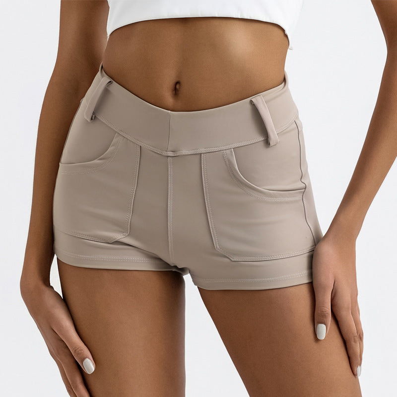 Women's High Waist Peach Hip Yoga Shorts - Running Workout Athletic Pants