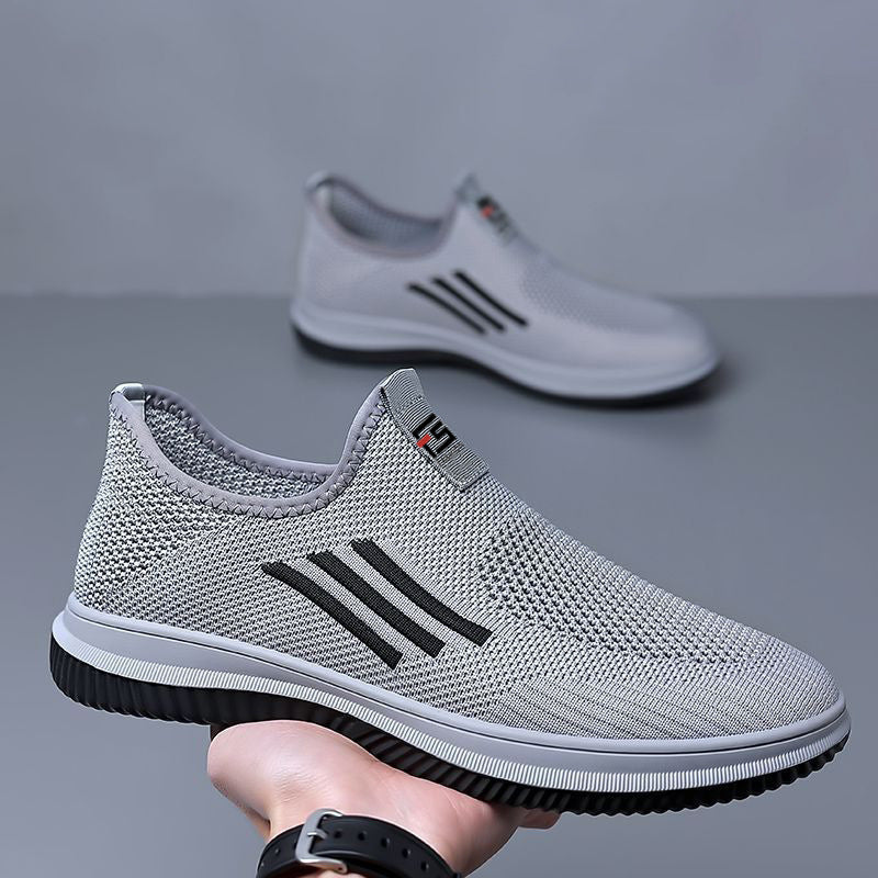 Men's Flyknit Casual Sneakers - Breathable Mesh Slip-On Shoes