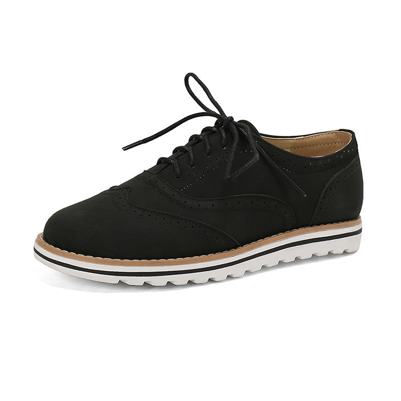 Women's Brogue Burnt Shoes - Classic Wingtip Oxfords for Spring & Autumn