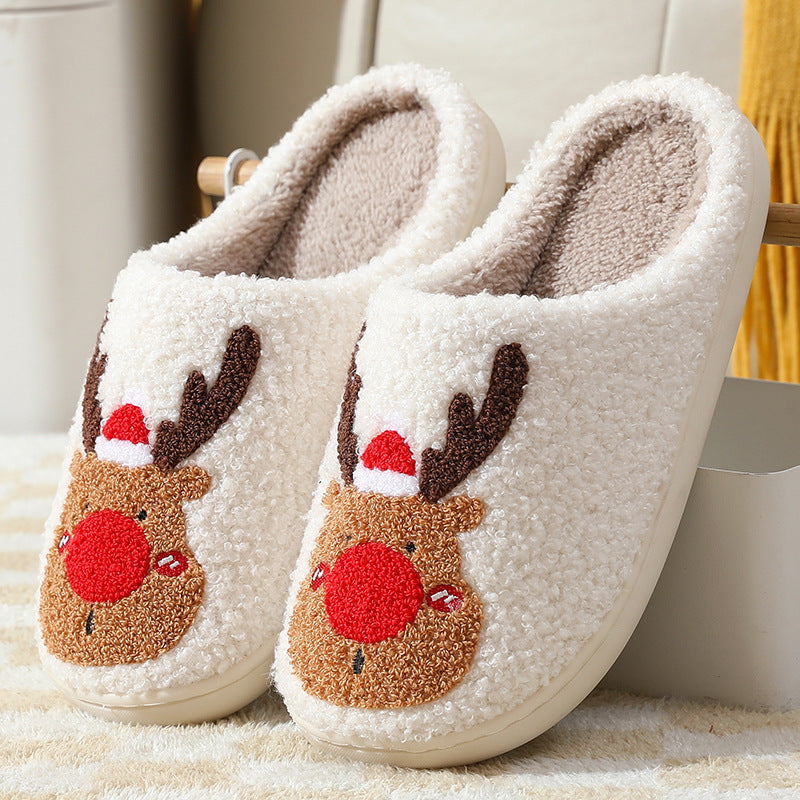 Christmas Elk Slippers - Cozy Winter Home Shoes