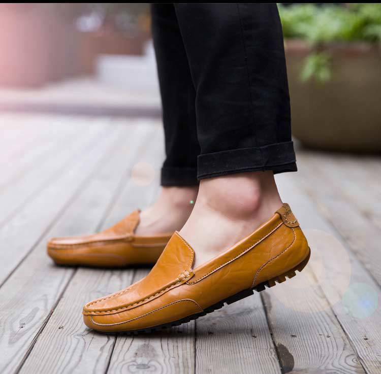 Men's Breathable Hollow Casual Driving Shoes - Lightweight Peas Sole Loafers
