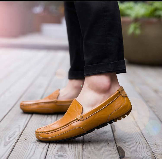Men's Breathable Hollow Casual Driving Shoes - Lightweight Peas Sole Loafers