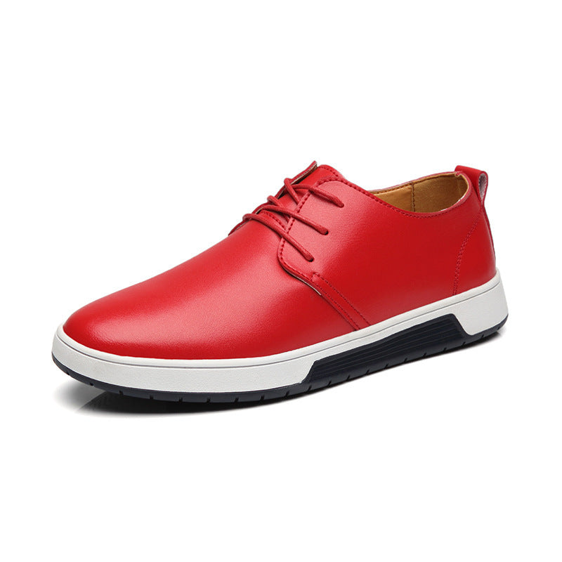 Men's Breathable Perforated Leather Shoes - Youth Casual Sneakers