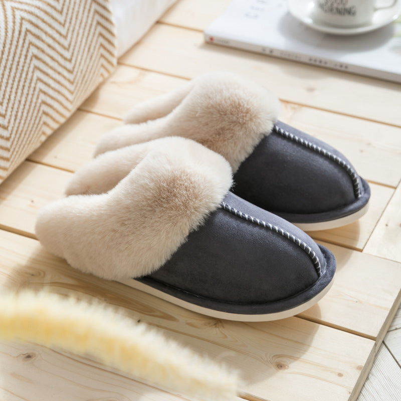 Women's Household Plush Slippers - Warm Cotton Shoes for Autumn & Winter