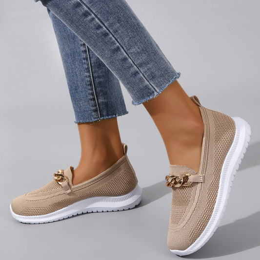 Chain Flats Shoes - Women's Mesh Sports Walking Shoes