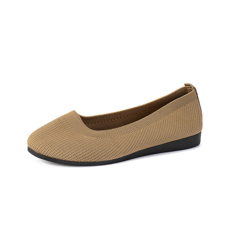 Women's Knit Mesh Flat Shoes - Comfortable Slip-On Casual Sneakers