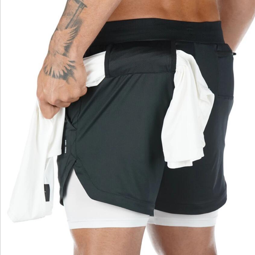 Men's 2-in-1 Summer Running Shorts - Dual Layer Sports Shorts with Built-in Compression