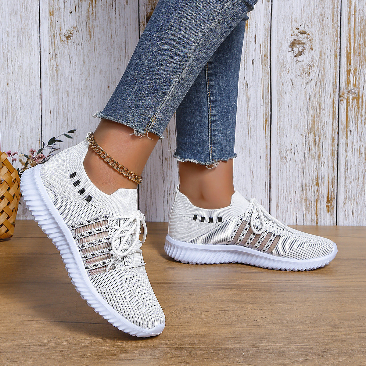Unisex Breathable Mesh Sneakers - Flyknit Walking Running Shoes