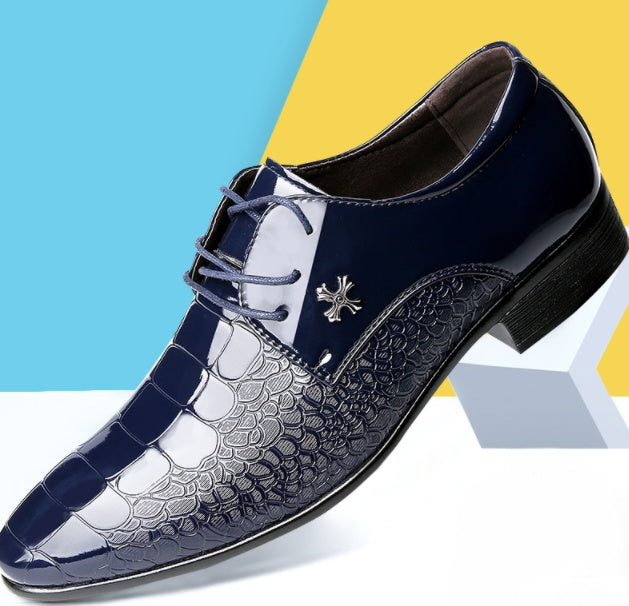 Shiny Lace-Up Fashion Dress Shoes - Men's Glossy Formal Footwear