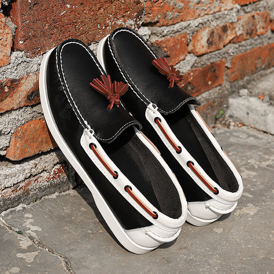 Men's Plus Size Leather Boat Shoes