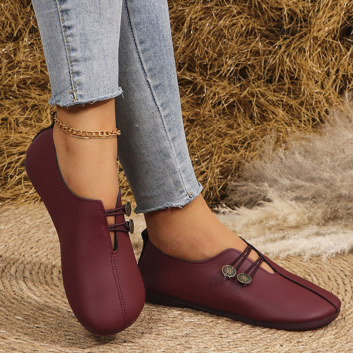 Women's Square Toe Slip-On Sandals - Soft Flat Summer Shoes
