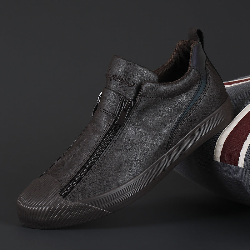 Double Zipper Board Shoes - Casual Skate Sneakers for Men