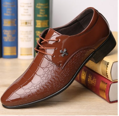 Shiny Lace-Up Fashion Dress Shoes - Men's Glossy Formal Footwear