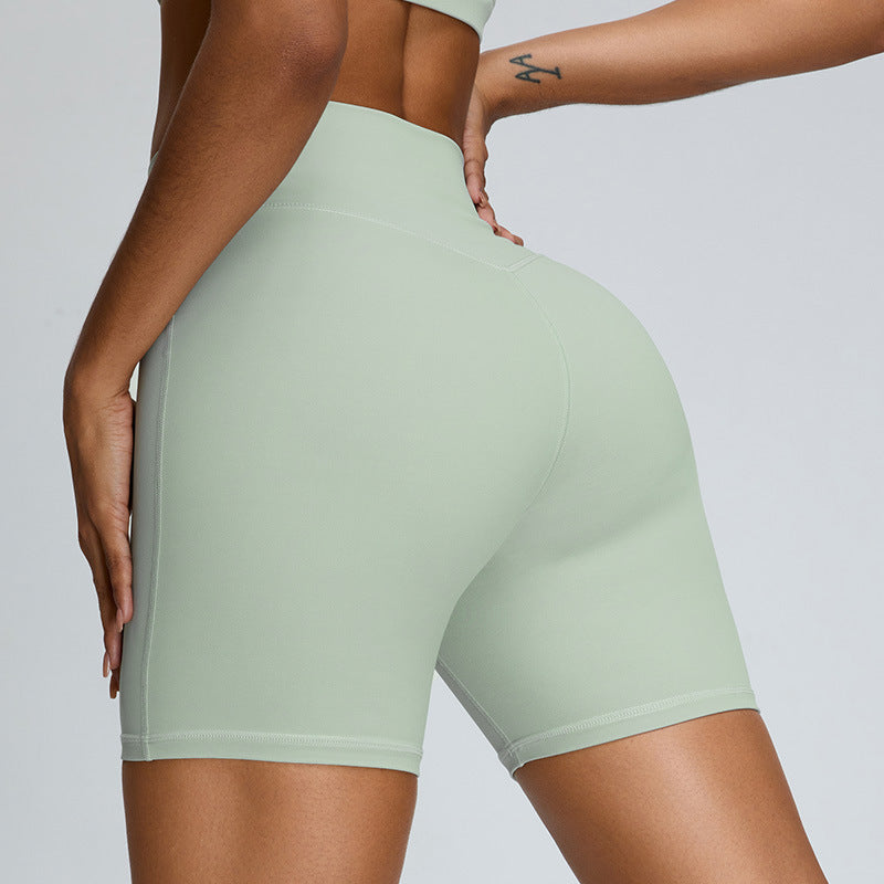 Women's High Waist Tummy Control Yoga Shorts - Summer Nude Feel Fitness Shorts