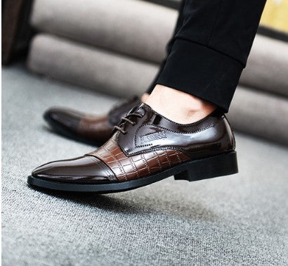 Autumn Pointed Toe Business Dress Shoes - Men's Pattern Leather Formal