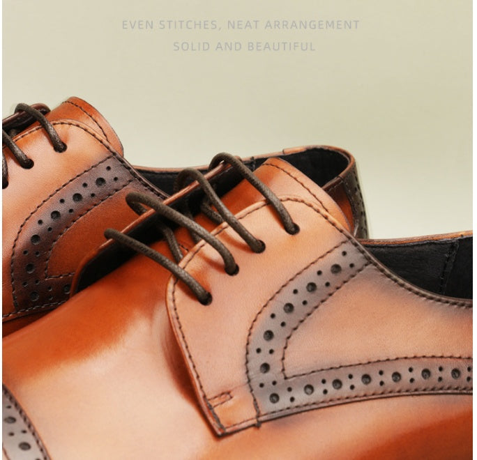 Leather Brogue Oxford Shoes - Men's Carved Business Dress Formal