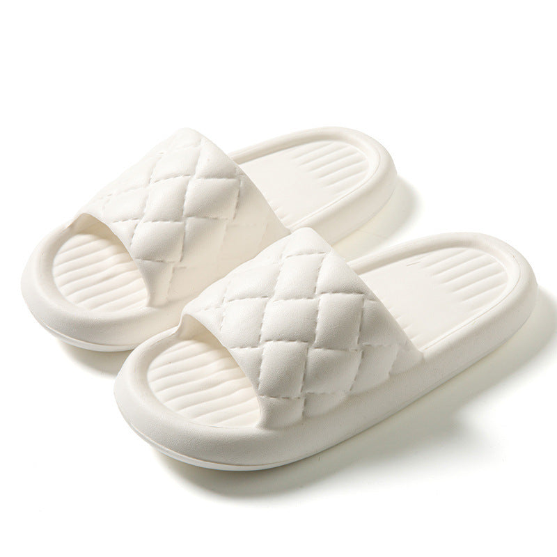 Unisex Rhombus Pattern Home Slippers - Non-Slip Bathroom Shoes