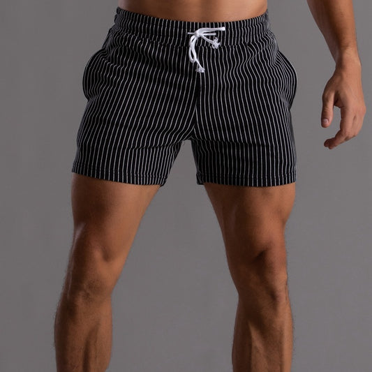 Men's Vertical Stripe Cotton Fitness Running Shorts - Premium Athletic Cotton Shorts