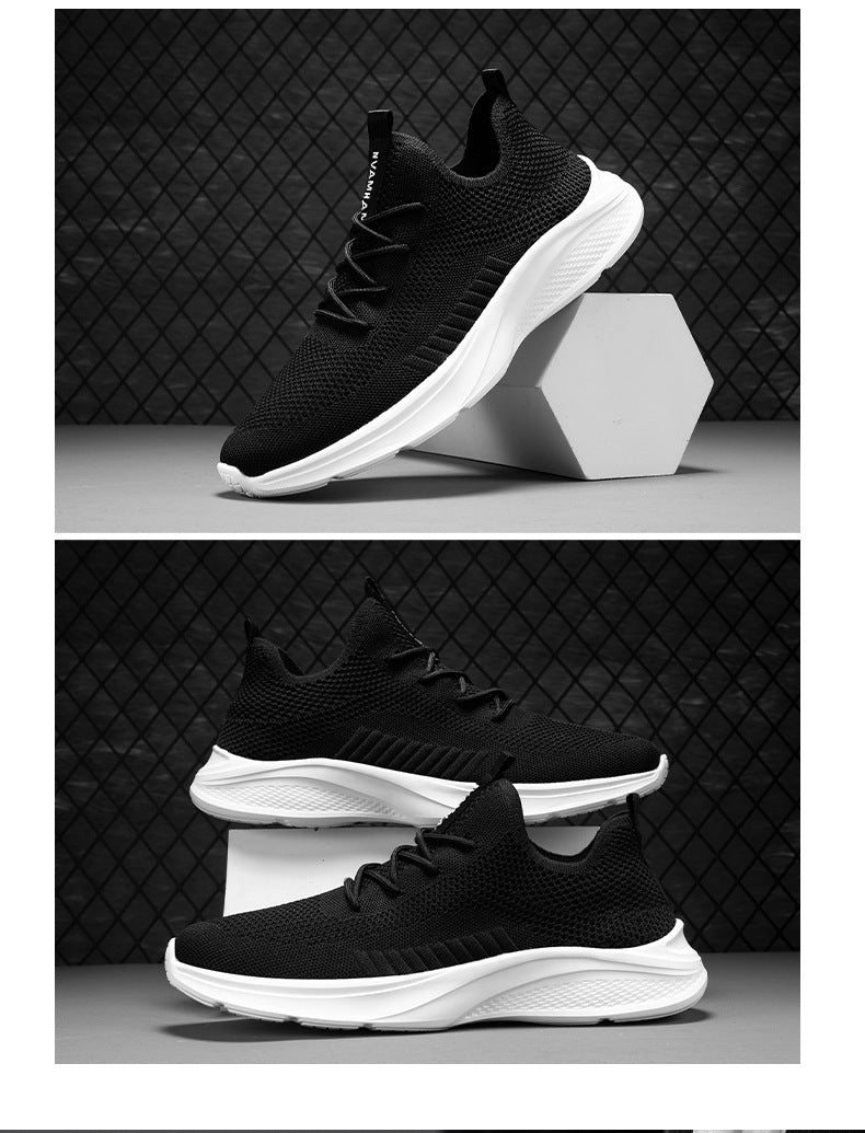 Men's White Mesh Casual Sneakers - Breathable Lightweight Athletic Shoes