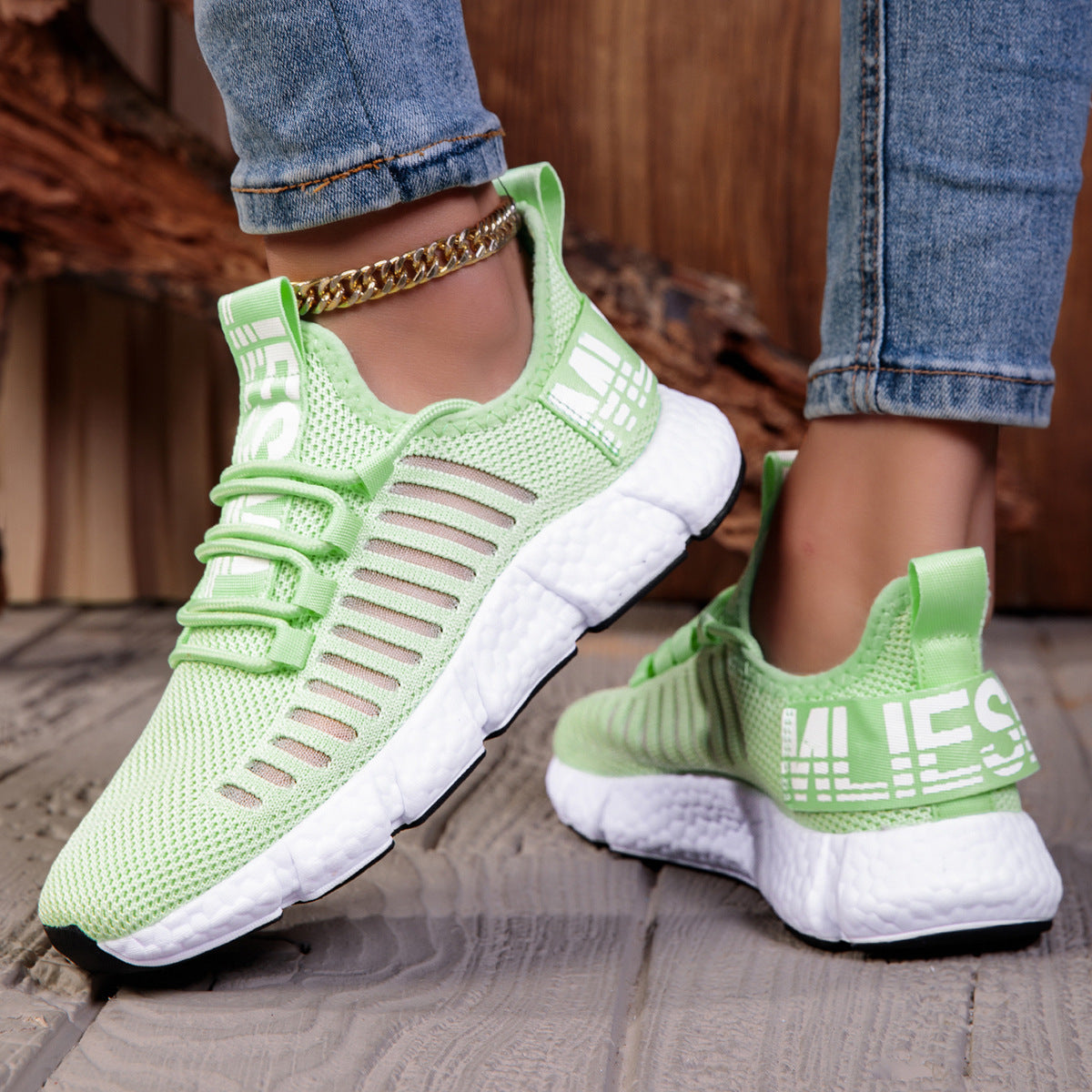 Couple's Breathable Running Sneakers - Hollow Design Casual Athletic Shoes