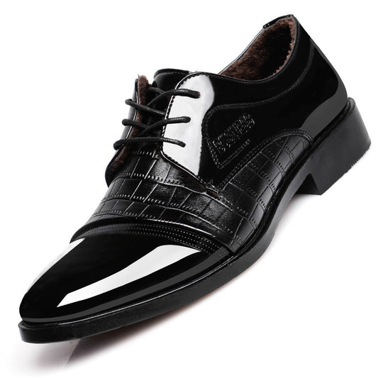 Autumn Pointed Toe Business Dress Shoes - Men's Pattern Leather Formal