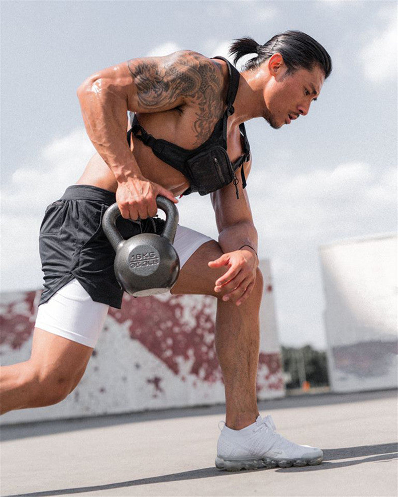 Men's 2-in-1 Summer Running Shorts - Dual Layer Sports Shorts with Built-in Compression